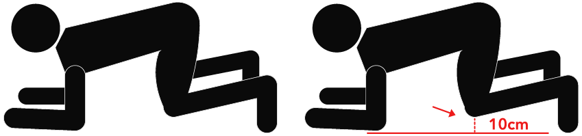 On all fours, with knee slightly lifted