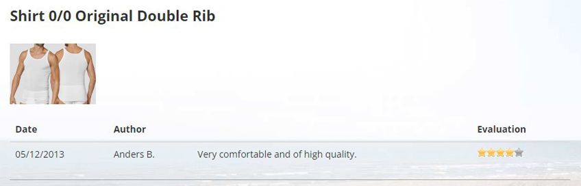 Example of product reviews at underwear-shopping.de