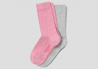 2-Pack SCHIESSER Women Socks Cotton Fit pink & gray