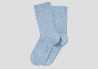 2-Pack SCHIESSER Women Socks Cotton Fit blue-melange 159801-806