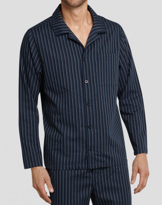 Men Pyjama SEIDENSTICKER Twill striped dark blue