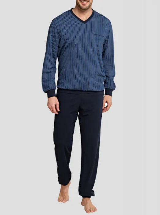 SCHIESSER Herren Schlafanzug jeansblau - 154507 SCHIESSER Herren Schlafanzug jeansblau - 154507