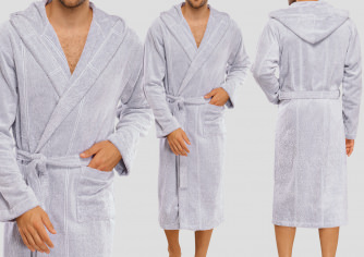Men Bathrobe Schiesser light grey