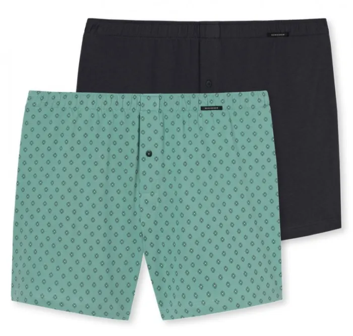 2er Pack Herren Boxershorts SCHIESSER Essentials anthrazit und grün