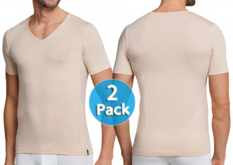 2-Pack Men V-Shirt 1/2 Schiesser 95/5 skin color Low V-Neck