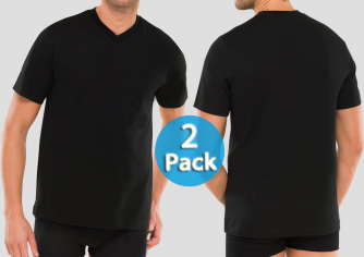 Schiesser American V-Shirt 1/2 2-Pack - black