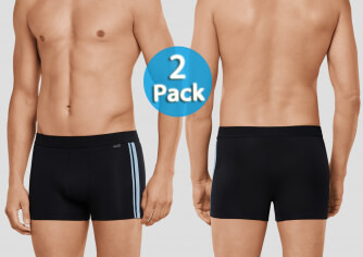 2er Pack Schiesser Shorts Cotton Stretch - schwarz grau