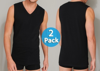 2-Pack Men's Vest Top 0/0 SCHIESSER 95/5 - black