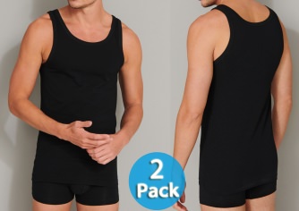2-Pack Men's Vest Top without sleeves SCHIESSER 95/5 - black