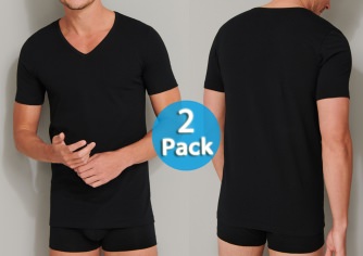 2-Pack Men's V-Neck T-Shirt 1/2 SCHIESSER 95/5 - black