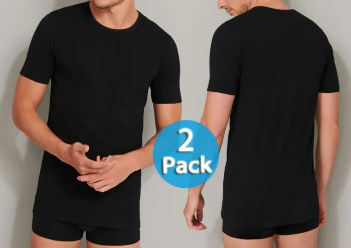 2er Pack Herren T-Shirt 1/2 SCHIESSER 95/5 - schwarz