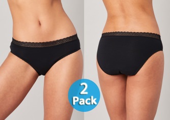 2er Pack Damen Periodenunterwsche Slips SCHIESSER Secret Care - schwarz