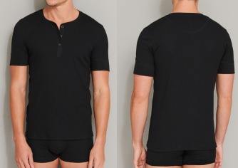 Herren Shirt 1/2 Schiesser Retro Rib - schwarz