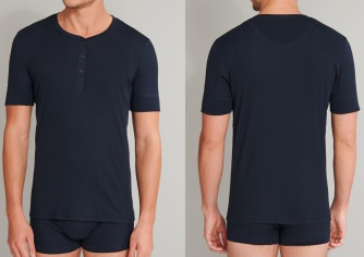 Herren Shirt 1/2 Schiesser Retro Rib - dunkelblau
