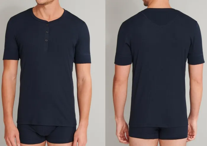 Herren Shirt 1/2 Schiesser Retro Rib - dunkelblau Herren Shirt 1/2 Schiesser Retro Rib - dunkelblau