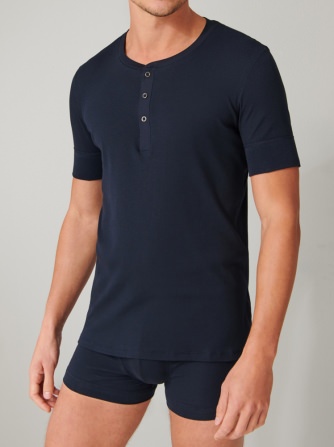 Herren Shirt 1/2 Schiesser Retro Rib - dunkelblau