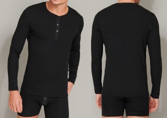 Herren Shirt 1/1 Schiesser Retro Rib - schwarz
