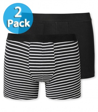 2er Pack Jungen Shorts Schiesser 95/5 - schwarz geringelt