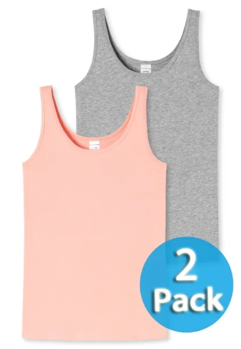 2er Pack Mädchen Shirt 0/0 Schiesser 95/5 - rosa und grau