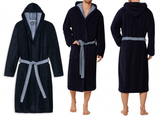 SCHIESSER Herren Bademantel - dunkelblau
