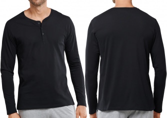 Mnner Langarm Shirt 1/1 SCHIESSER Mix & Relax - schwarz