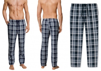Schiesser Men's Lounge Pants Mix & Relax - dark blue checkered