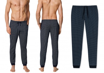 Schiesser Men's Sweatpants Mix & Relax - dark blue patterned no. 2
