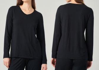 Damen Langarmshirt V Schiesser Mix & Relax - schwarz