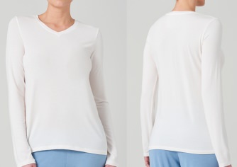 Damen Langarmshirt V Schiesser Mix & Relax - vanille