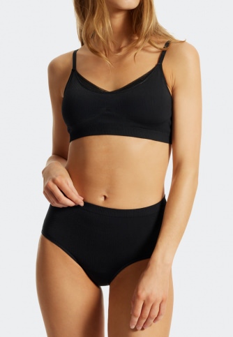 Women's Soft Bra Schiesser Seamless Recycled Rib - black
