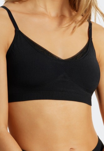 Women's Soft Bra Schiesser Seamless Recycled Rib - black