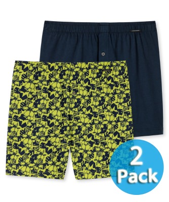 2-Pack SCHIESSER Men's Boxers - blue-yellow and dark blue