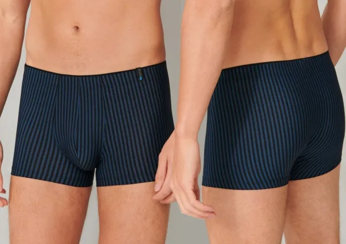 SCHIESSER Herren New Shorts Long Life Soft - schwarz navy gestreift
