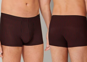 SCHIESSER Herren New Shorts Long Life Soft - schwarz rot gestreift