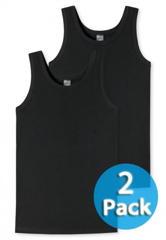 2er Pack Jungen Unterhemd 0/0 Schiesser 95/5 - schwarz