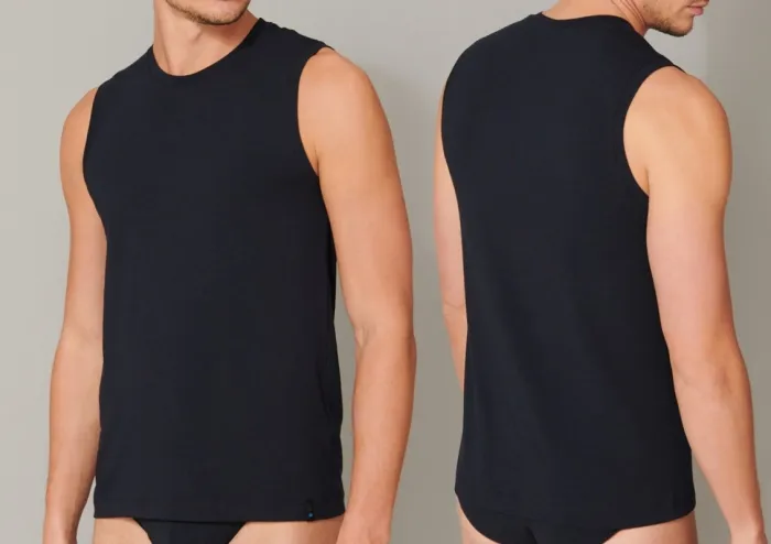 Herren Tank Top SCHIESSER Long Life Soft - blauschwarz Herren Tank Top SCHIESSER Long Life Soft - blauschwarz