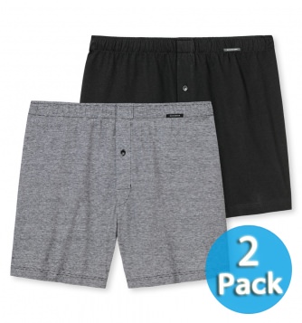 2-Pack Men Boxers SCHIESSER Essentials black and black-white stripes