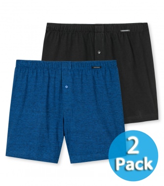 2er Pack Herren Boxershorts SCHIESSER Essentials schwarz und blau