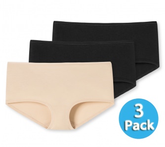 3-Pack Women's Boyshorts SCHIESSER Organic Cotton 95/5 - 2x black and 1x sand