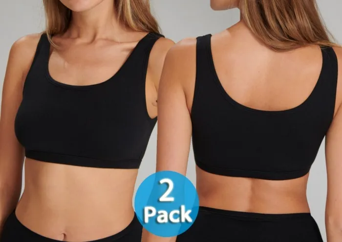 2er Pack Damen Bustier ohne Cups SCHIESSER 95/5 - schwarz