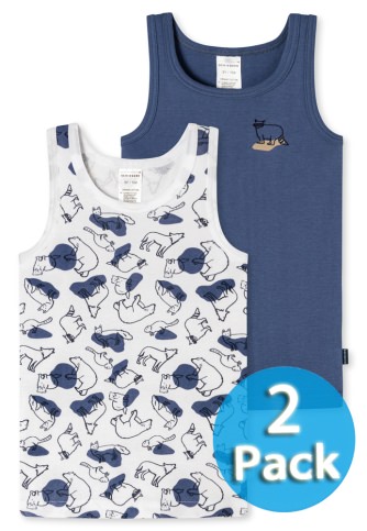 2er Pack Jungen Unterhemd 0/0 SCHIESSER Original Classics - wei und blau