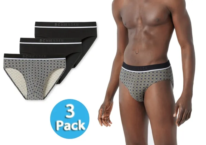 3er Pack Herren SCHIESSER Rio-Slip 95/5 - 2x schwarz 1x braun gemustert 3er Pack Herren SCHIESSER Rio-Slip 95/5 - 2x schwarz 1x braun gemustert