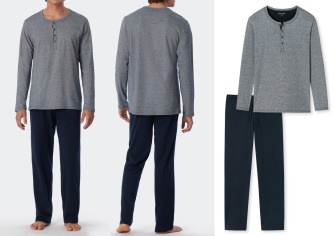 Langer Herren Schlafanzug SCHIESSER Selected Premium Inspiration - blau