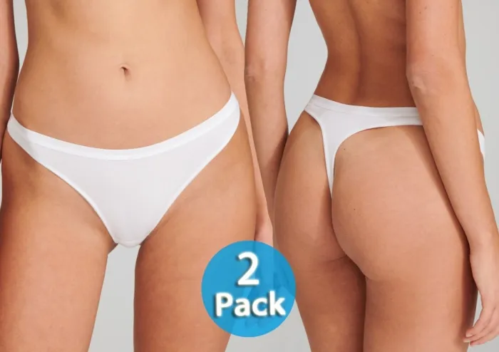 2er Pack Damen String SCHIESSER Organic Cotton 95/5 - weiß 2er Pack Damen String SCHIESSER Organic Cotton 95/5 - weiß