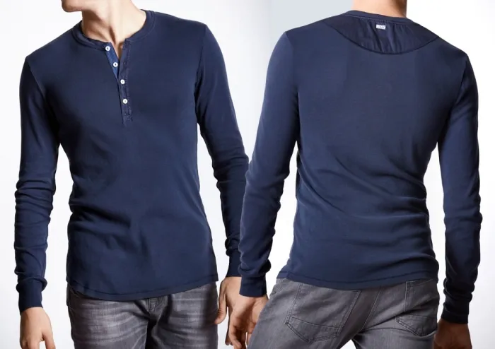 Männer Shirt Langarm SCHIESSER REVIVAL Karl-Heinz - dunkelblau
