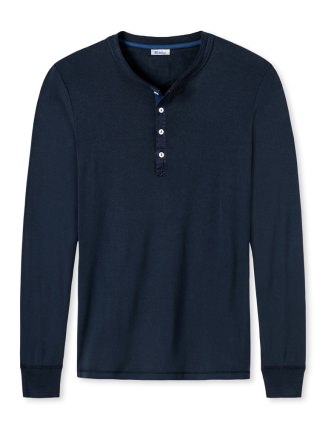 Men's Long Sleeve Top 1/1 SCHIESSER REVIVAL Karl-Heinz - dark blue