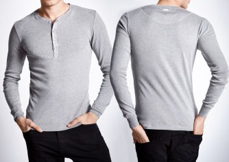 Men's Henley 1/1 Long Sleeve T-Shirt SCHIESSER REVIVAL Karl-Heinz - grey mottled