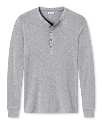Men's Henley 1/1 Long Sleeve T-Shirt SCHIESSER REVIVAL Karl-Heinz - grey mottled