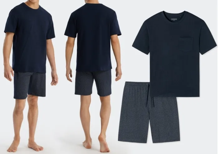 SCHIESSER Schlafanzug kurz Ebony - blau SCHIESSER Schlafanzug kurz Ebony - blau