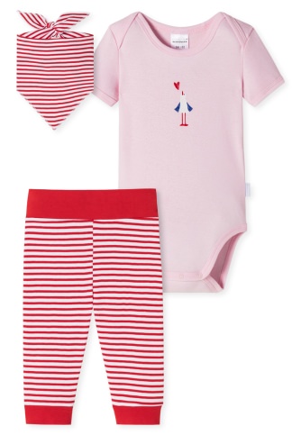 Baby Girls' Set Bodysuit+Pants+Scarf Schiesser Natural Love